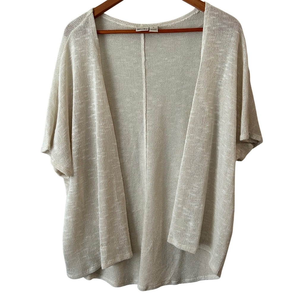 Mudd Oatmeal Colored Short Sleeve Open Cardigan Sweater Junior's Size Large